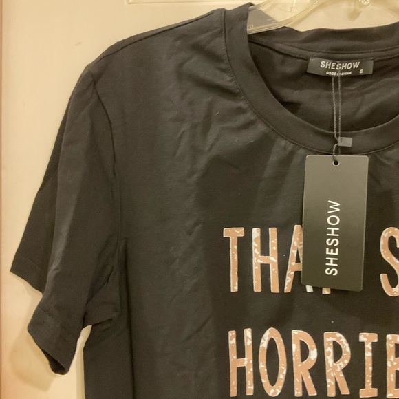 That’s a Horrible Idea. What Time? Tee Shirt, NWT, Black with Tan Text, Size S - Picture 4 of 8